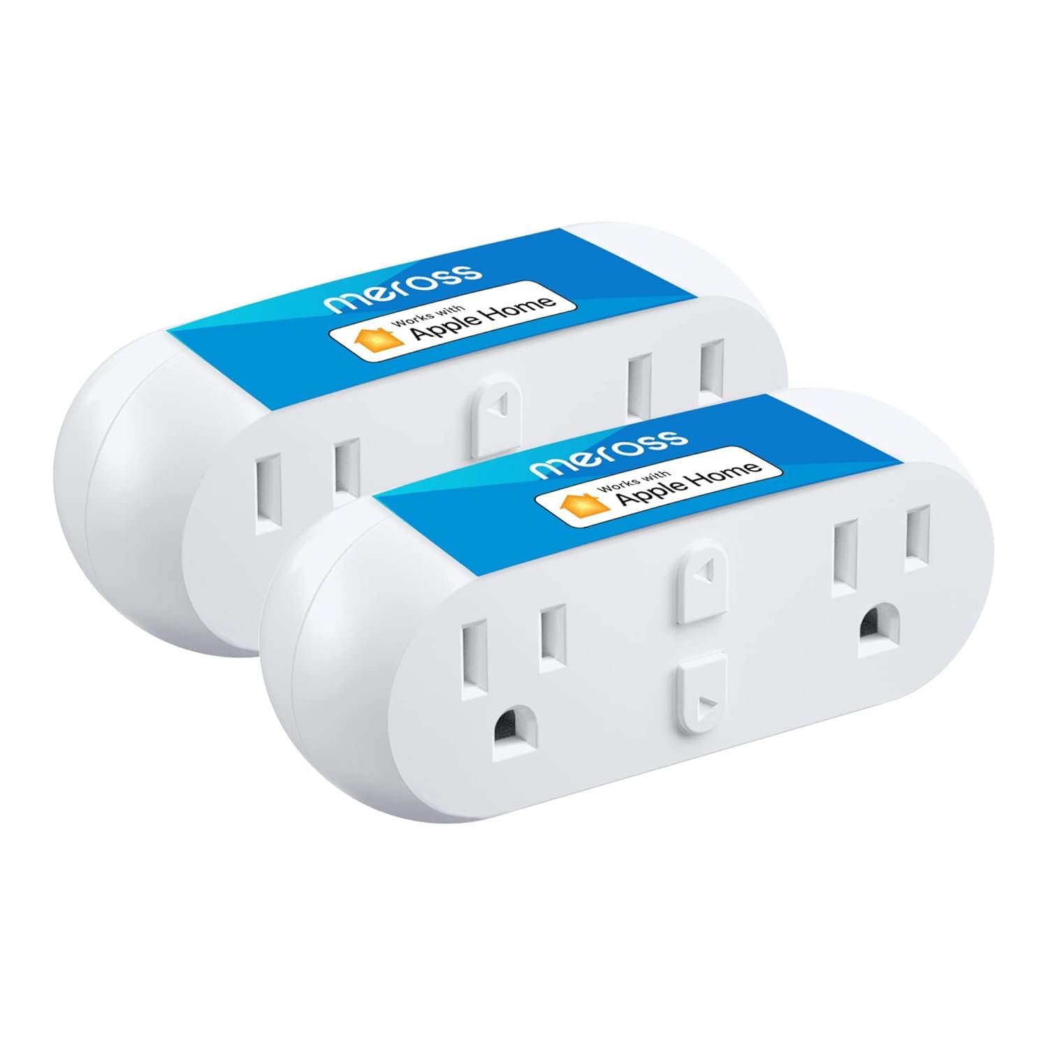 Meross WiFi Dual Smart Plug, 15A 2-in-1 Smart Outlet, Support Apple HomeKit, Siri, Alexa, Echo, Google Home and SmartThings, Voice & Remote Control, Timer, No Hub Required, 2.4G Only, 2 Pack