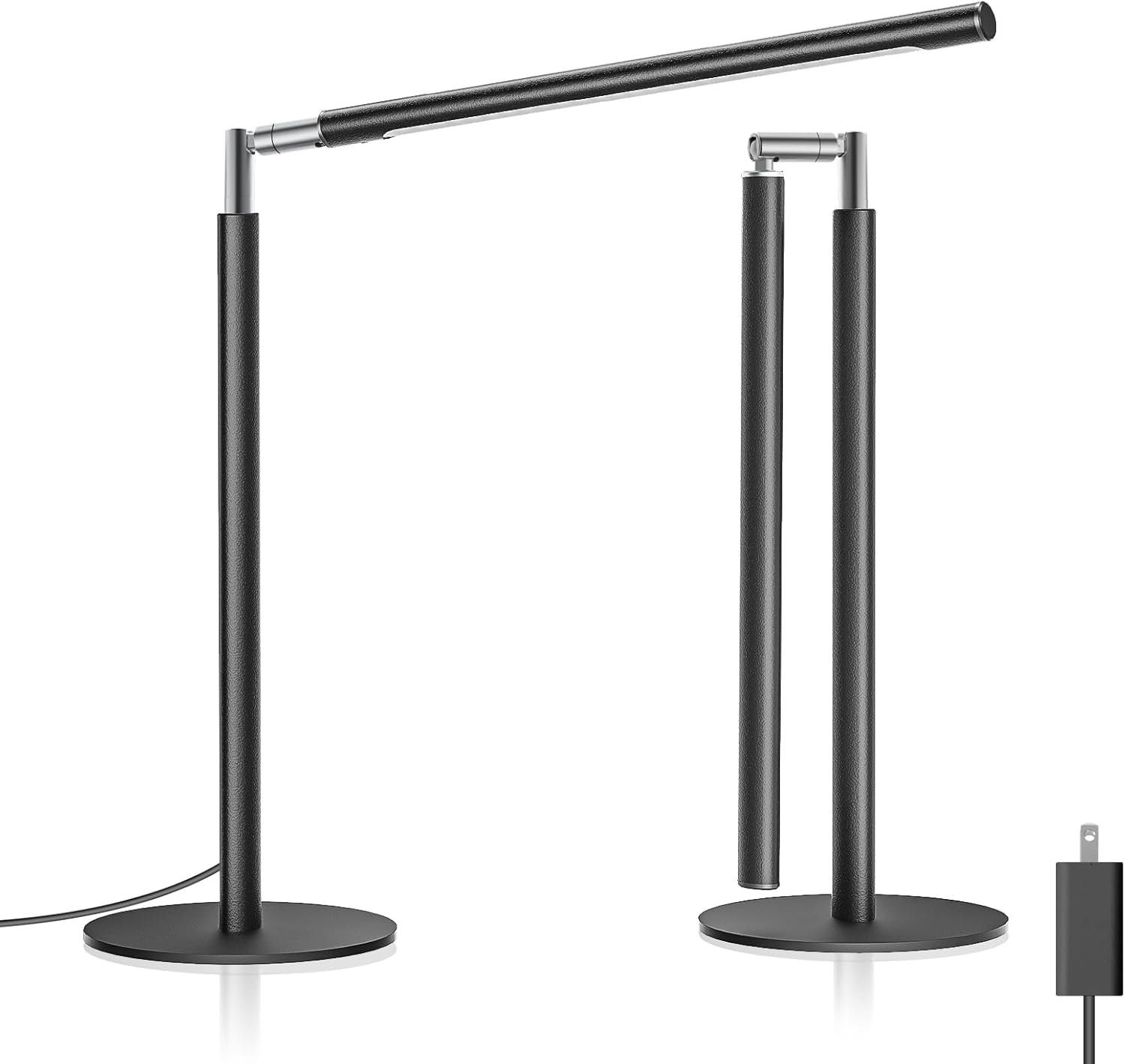 Metal LED Desk Lamp for Home Office – Foldable Industrial Desk Light with Base, 16″ Dimmable Table Lamp for Reading, 4 Color Temps, 15W Modern Desktop Lamp for College Dorm Study Task Work